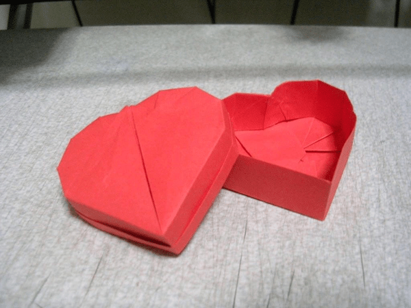 gấp hộp giấy trái tim không nắp