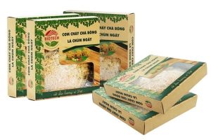In hộp giấy đựng cơm cháy giá rẻ, thiết kế theo yêu cầu