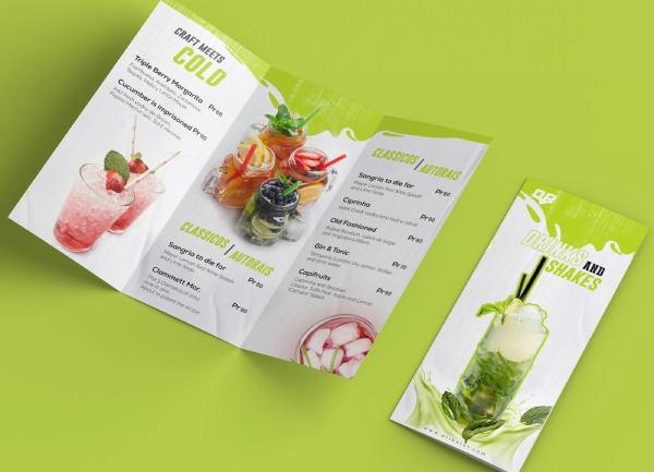 In nhanh SHD thiết kế và in mẫu brochure menu đồ uống