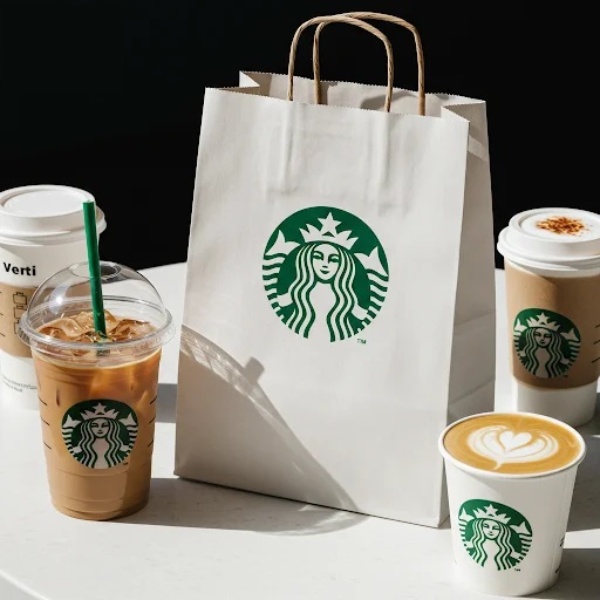 In nhanh SHD thiết kế và in mẫu túi giấy starbuck giấy Kraft trắng