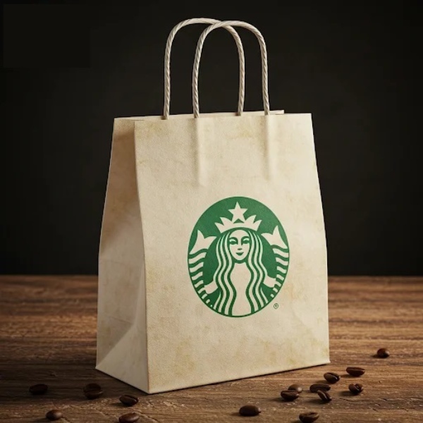 In nhanh SHD thiết kế và in mẫu túi giấy starbuck giấy Kraft trắng
