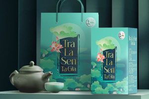 In túi giấy trà sen giá rẻ, thiết kế theo yêu cầu